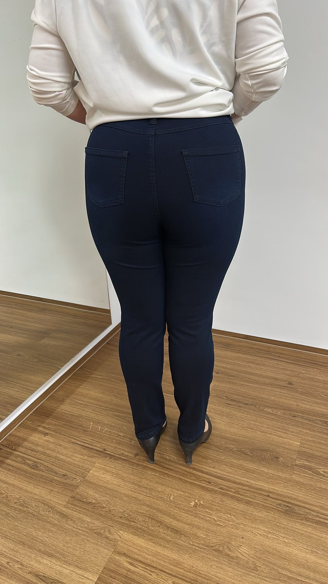 Wunderjeans Hoge Taille Blauwe Denim Spijkerbroek, maten 36 tot 52, rechte been - Vera Meyer