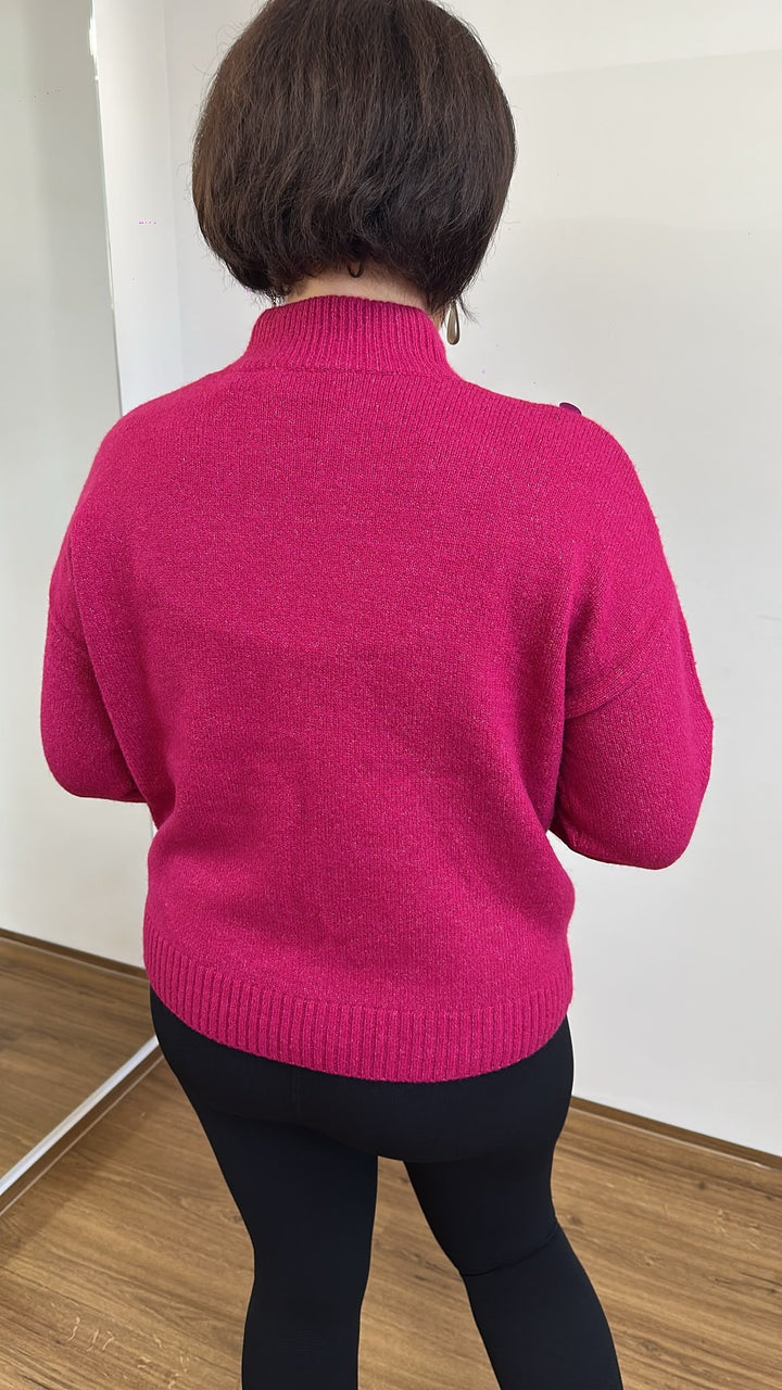 Pinke Strickjacke mit Pailletten