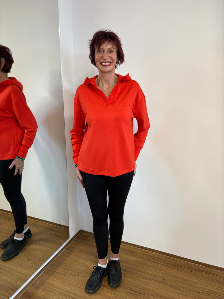 Sweatshirt mit Strickbündchen und Kapuze