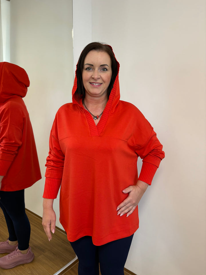 Sweatshirt mit Strickbündchen und Kapuze