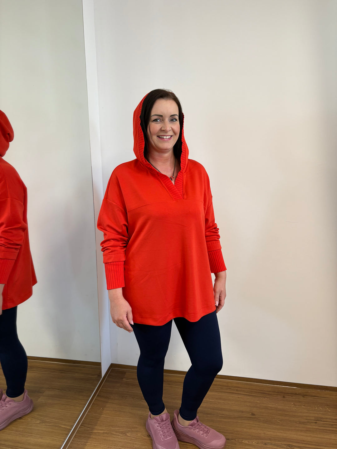 Sweatshirt mit Strickbündchen und Kapuze