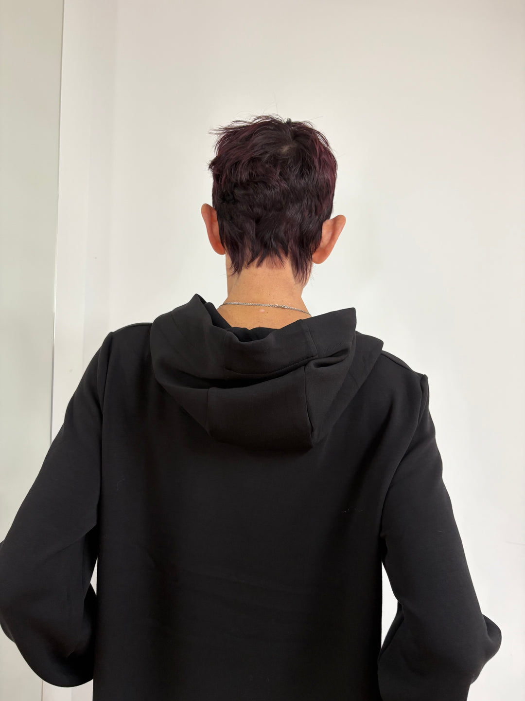 Kapuzen Kleid mit Spitze Schwarz - Vera Meyer