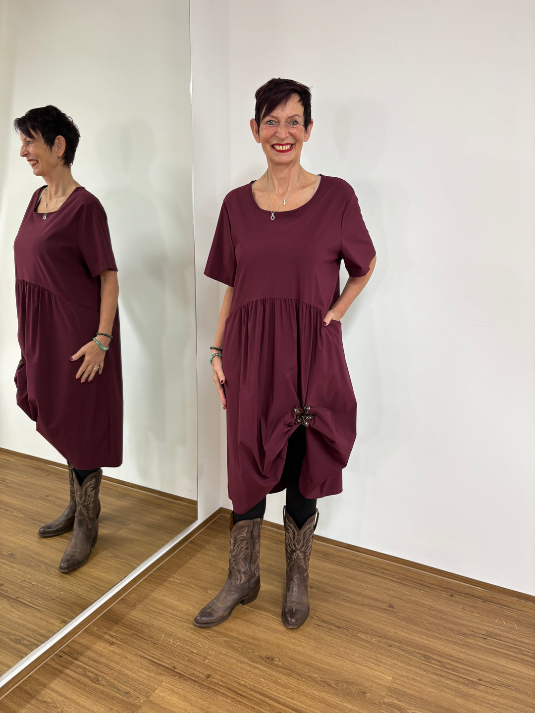 Langes Kleid Bordeaux - Vera Meyer