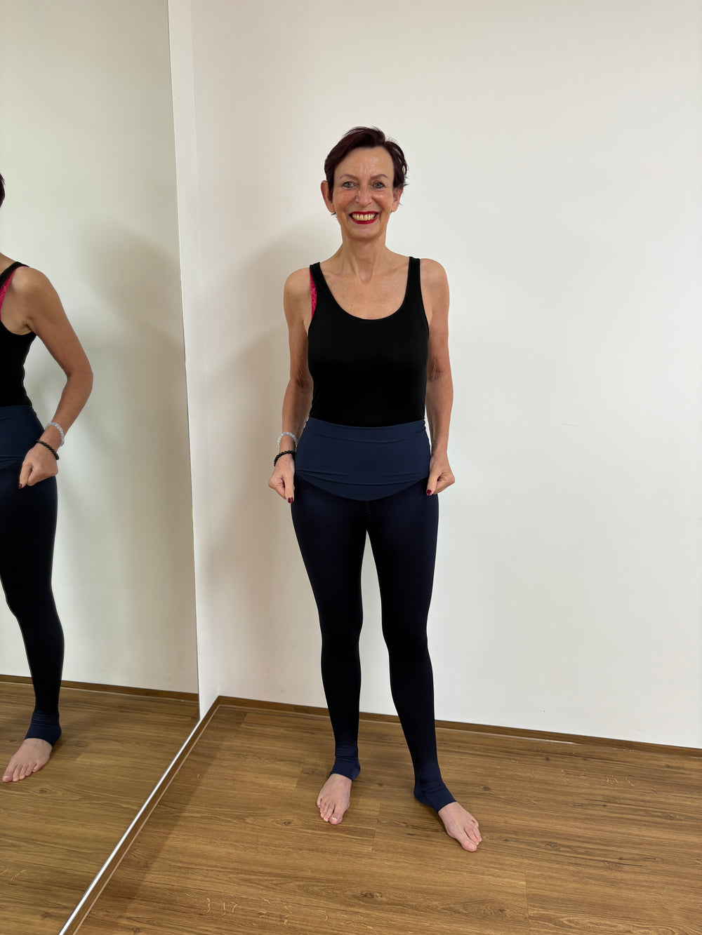 Lymph O Fit Wonder Leggings extra lang met brede comfortband blauw Maat 40 tot 52 - Vera Meyer